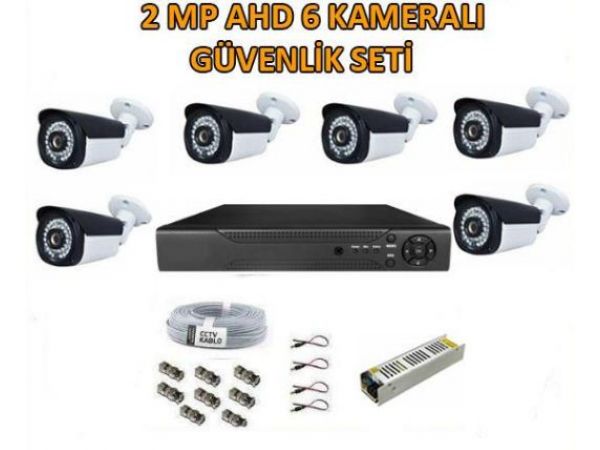 2MP FULL HD  1080 6 KAMERALI GÜVENLİK KAMERA KAYIT CİHAZI SETİ