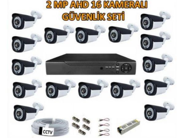 16 KAMERALI 2 MP 1080P FULL HD GÜVENLİK SETİ 1 TB HARDDİSK DAHİL