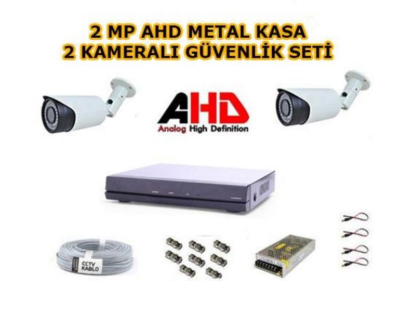 2 Kameralı 2MP AHD Güvenlik Kamera Seti 1 TB Harddisk Dahil