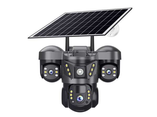 3 Kameralı Solar Panelli Sim Kart ile Çalışan Alarmlı Çift Yön Sesli Solar Ultra HD Güvenlik Kamerası