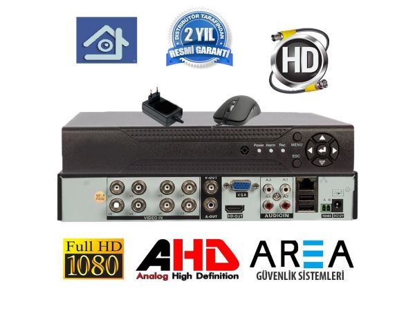 8 Lİ 1080 FULL HD HİBRİT H265 DVR KAMERA KAYIT CİHAZI  AR-708