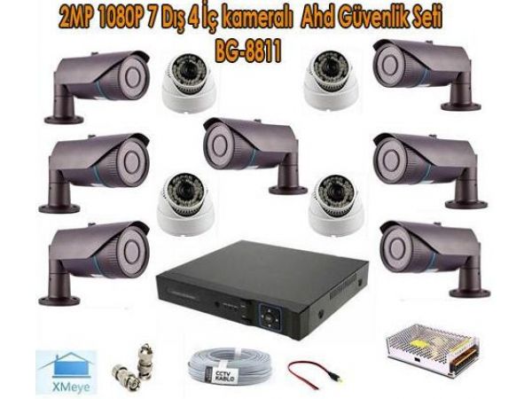 2MP 1080P 7 Dış 4 İç kameralı Ahd Güvenlik Seti