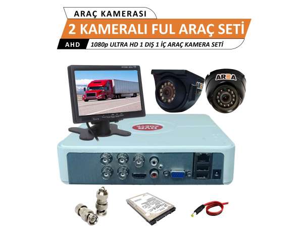 2 Kameralı 1 İç 1 Dış 2Mp 1080p Ultra HD Monitrörlü Full Set 250 Gb Harddisk Dahil
