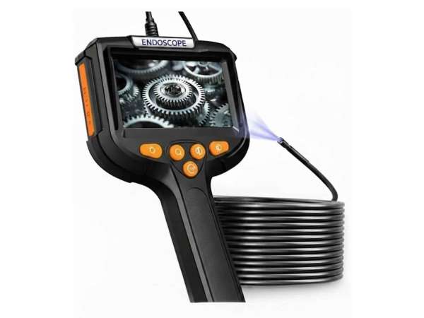 Monitörlü Zoomlu Tek Kameralı 5 Mt Sert Kablo Yılan Endoskop Kamera 5,5 mm 4.3 ınc Ekran IP67 Su Geçirmez