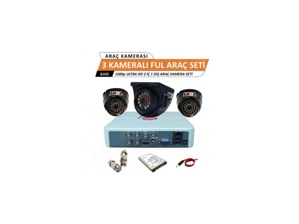 3 Kamera 2 İç, 1 Dış 1080pk Kamera, Harddisk Dahil