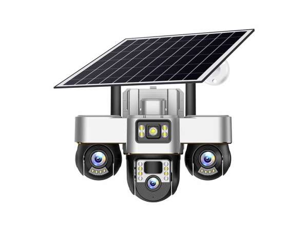 3 Kameralı Solar 3 PTZ Sim Kart ile Çalışan Alarmlı Çift Yön Sesli Solar Ultra HD Güvenlik Kamerası