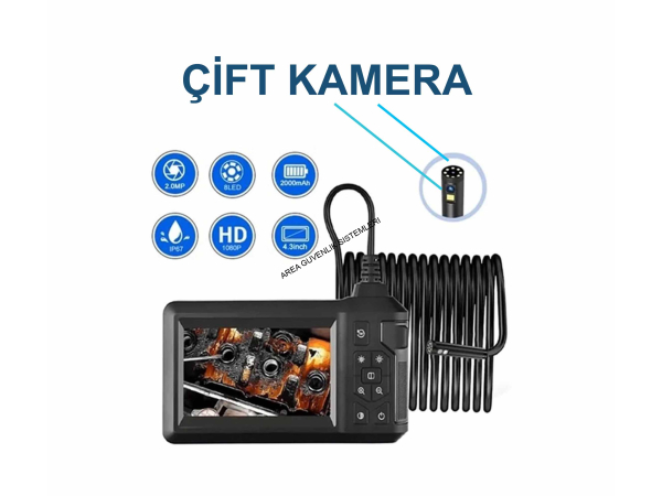 10 Metre Endoskop Ekranlı Yılan Kamera 8mm-5mm 1080P Sert Kablo