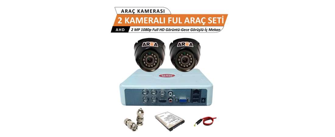 2 Kameralı 2 MP 1080p Araç İçi Ultra HD Full Set 250 Gb Harddisk Dahil