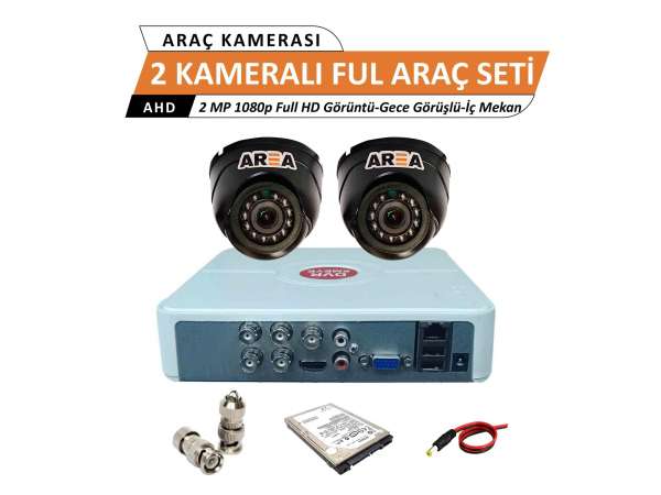 2 Kameralı 2 MP 1080p Araç İçi Ultra HD Full Set 250 Gb Harddisk Dahil