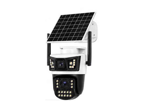 2 Kameralı 1 Sabit 1 Ptz 4mp Solar Kamera Sim Kart Sd Kart Destekli Tak Çalıştır Güneş Enerjili Gece- Gündüz Net Görüntü Solar Güvenlik Kamerası