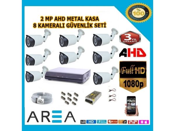 8 Kameralı 2MP AHD Güvenlik Seti