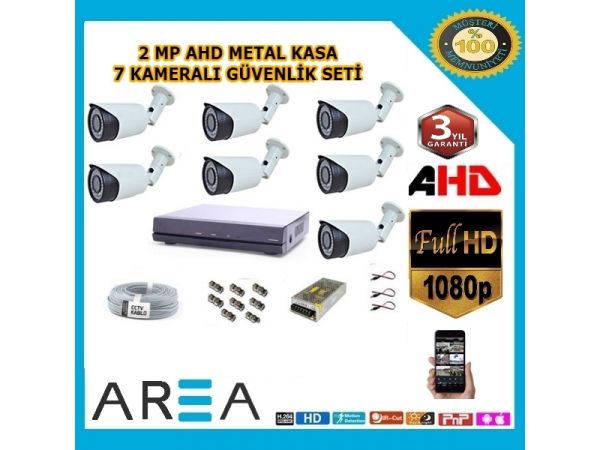 7 Kameralı 2MP AHD Güvenlik Seti