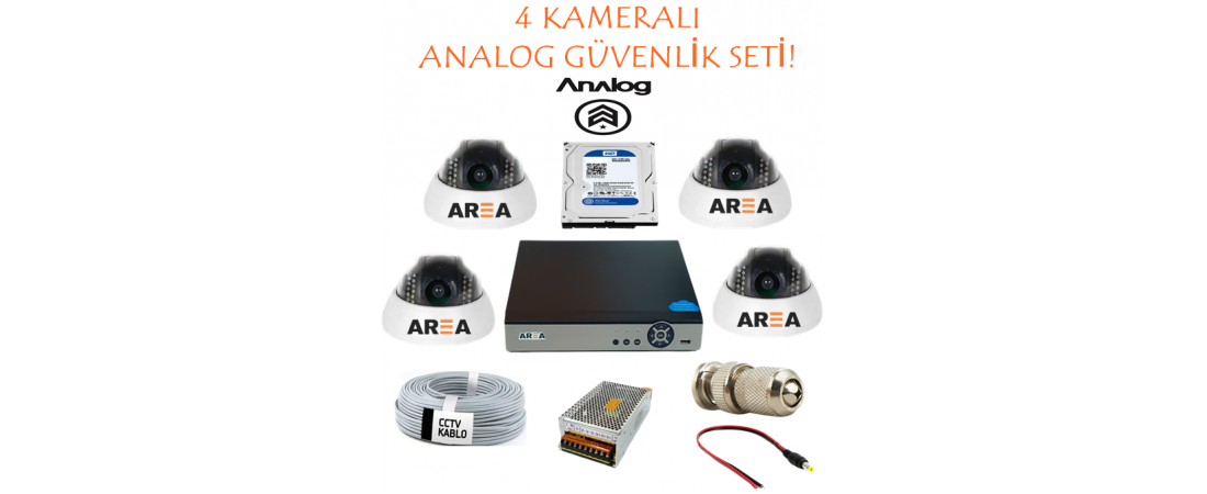 4 KAMERALI ANALOG 1000 TVL GÜVENLİK SETİ