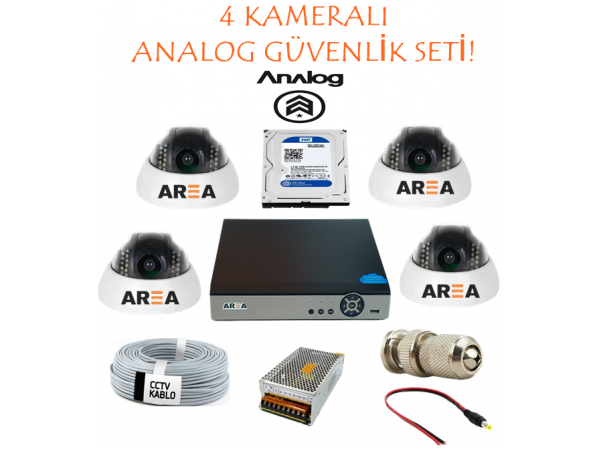 4 KAMERALI ANALOG 1000 TVL GÜVENLİK SETİ