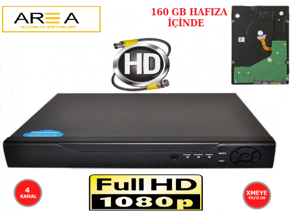 2MP 1080 FULL HD GÜVENLİK KAMERA KAYIT CİHAZI 250 GB HDD İÇİNDE