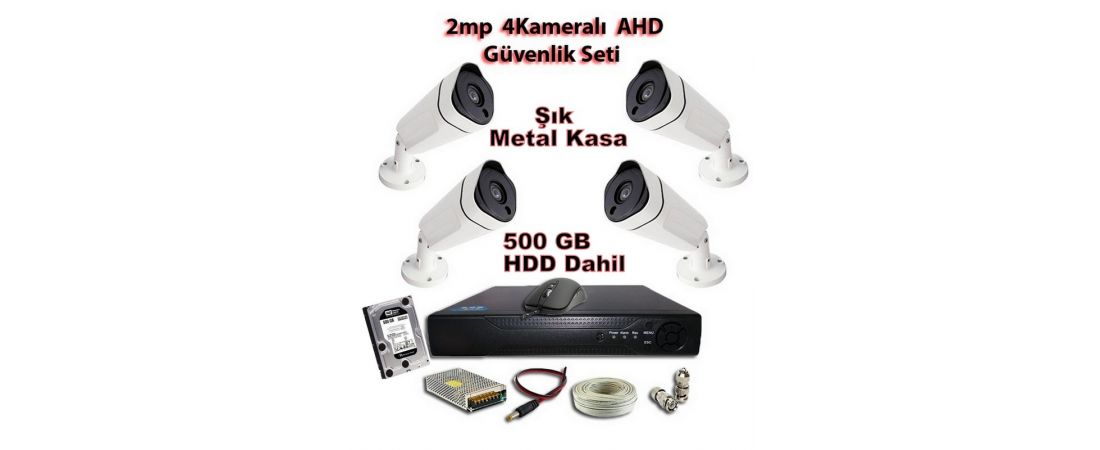 2MP AHD Uzay Metal Kasa 4 Kameralı 500 GB HDD Dahil Güvenlik Seti