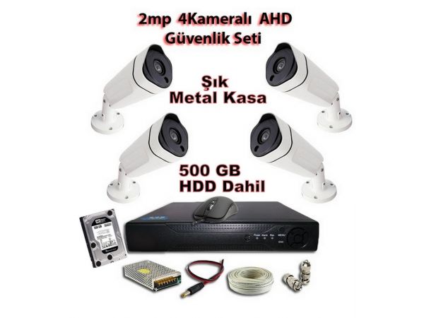 2MP AHD Uzay Metal Kasa 4 Kameralı 500 GB HDD Dahil Güvenlik Seti