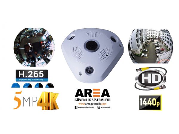 5MP 180 DERECELİK 1440  GENİŞ FİSHEYE AÇI ULTRA HD AHD GECE GÖRÜŞLÜ BALIK GÖZÜ KAYIT CİHAZI KAMERASI 